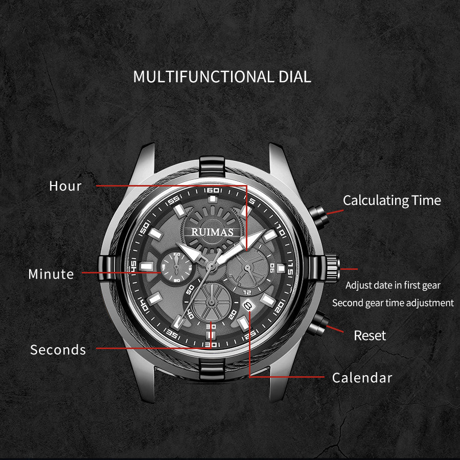 Luxury Men's Quartz Watch Silicone Strap Large Waterproof Military Sports Watch with Luminous Date