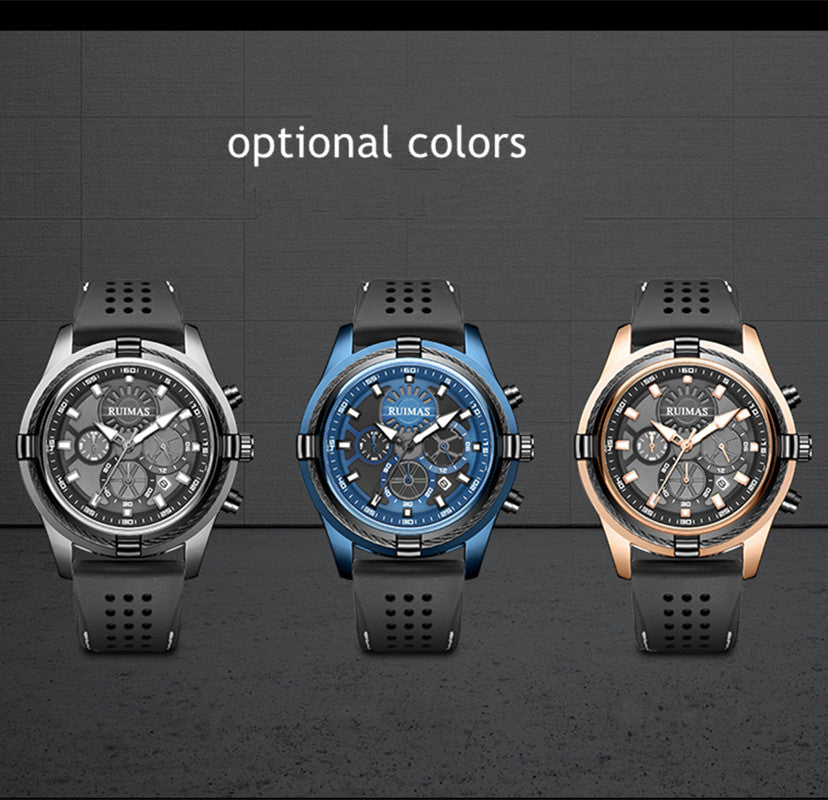 Luxury Men's Quartz Watch Silicone Strap Large Waterproof Military Sports Watch with Luminous Date
