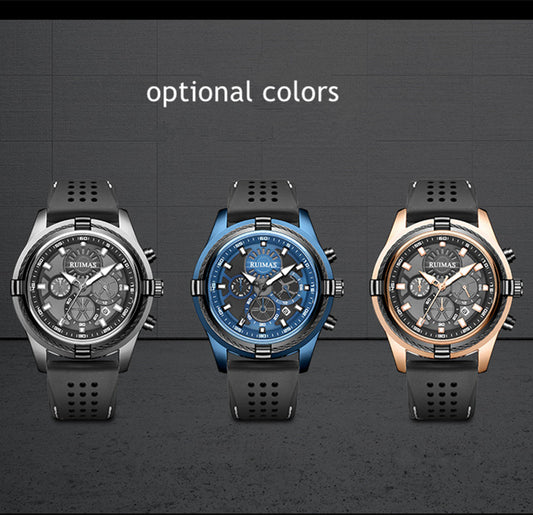 Luxury Men's Quartz Watch Silicone Strap Large Waterproof Military Sports Watch with Luminous Date