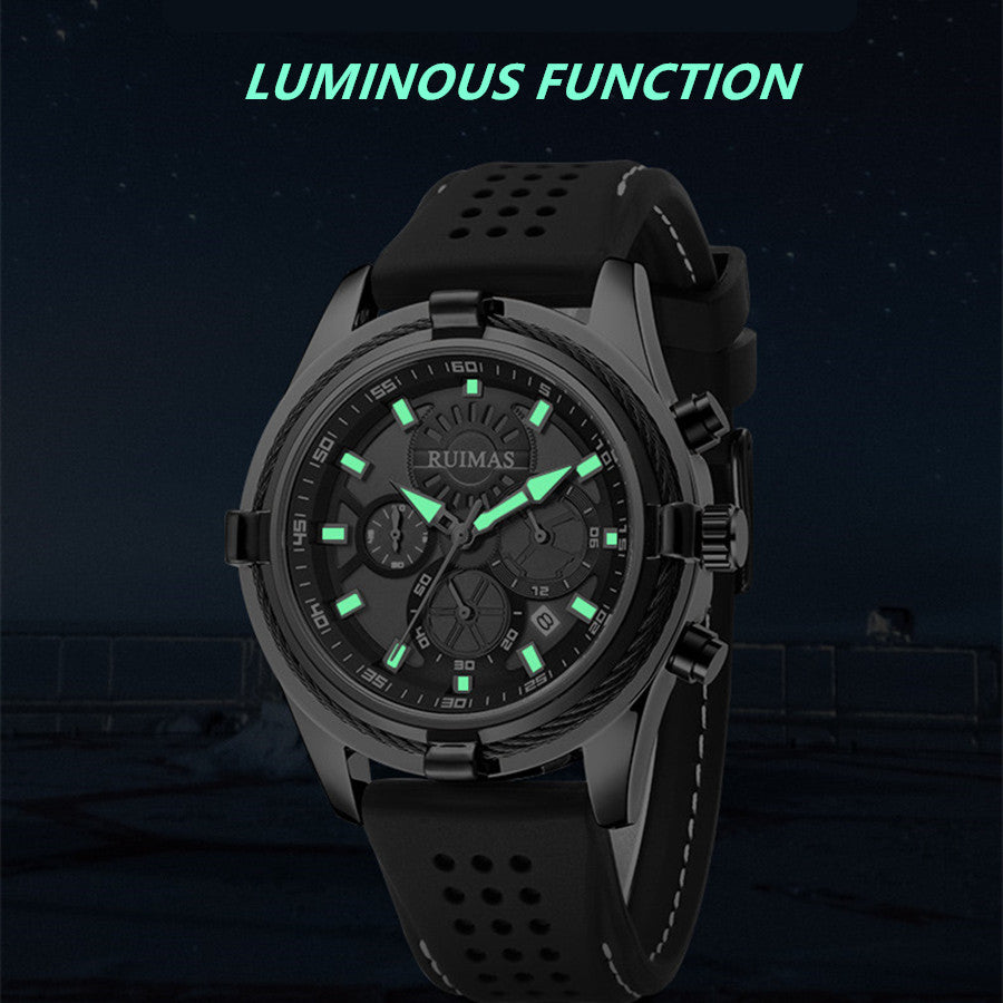 Luxury Men's Quartz Watch Silicone Strap Large Waterproof Military Sports Watch with Luminous Date