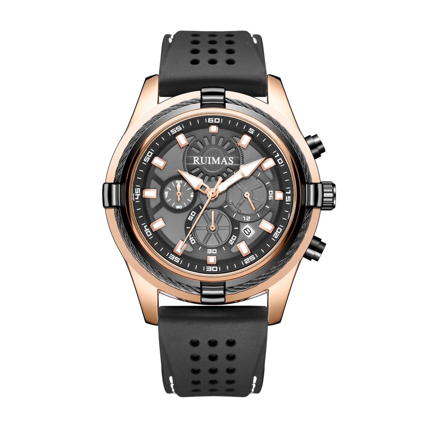 Luxury Men's Quartz Watch Silicone Strap Large Waterproof Military Sports Watch with Luminous Date