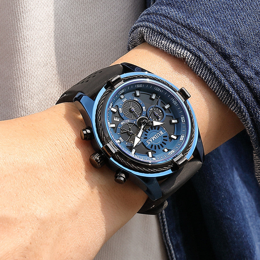 Luxury Men's Quartz Watch Silicone Strap Large Waterproof Military Sports Watch with Luminous Date