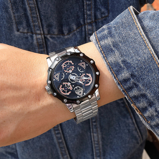 Men's Quartz Watch Stainless Steel Chronograph Waterproof Business Casual 331 MEGWARCHRONO