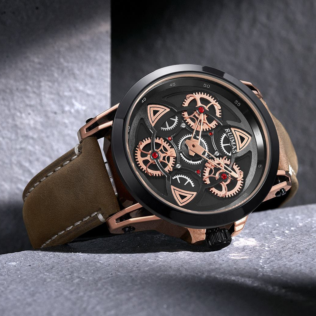 Montre de sport étanche à quartz pour homme avec bracelet en cuir - Style MEGWAT