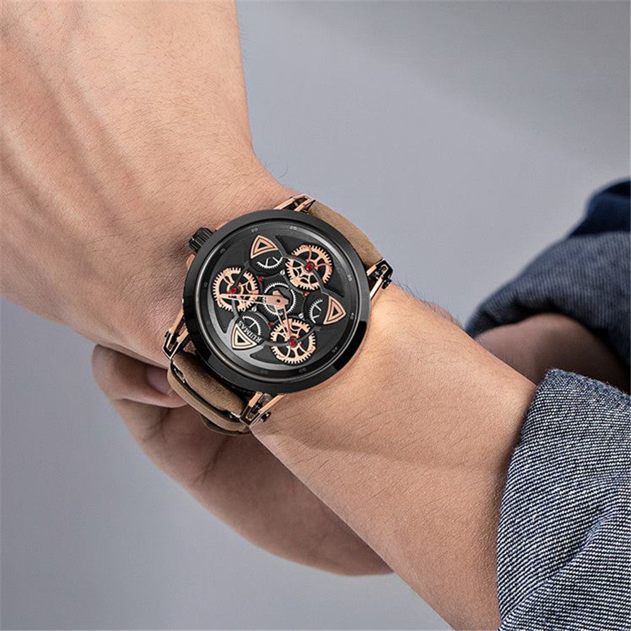 Montre de sport étanche à quartz pour homme avec bracelet en cuir - Style MEGWAT
