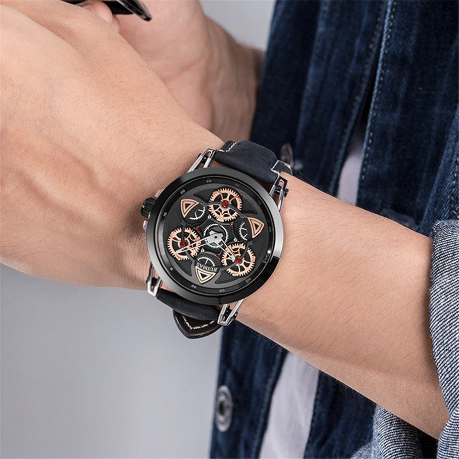 Montre de sport étanche à quartz pour homme avec bracelet en cuir - Style MEGWAT