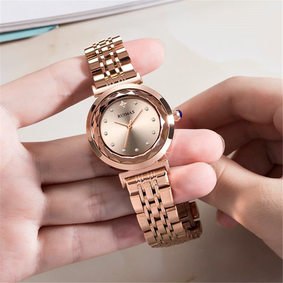 Montre à quartz de luxe pour femme, marque RUIMAS, bracelet en acier, étanche à 3 ATM