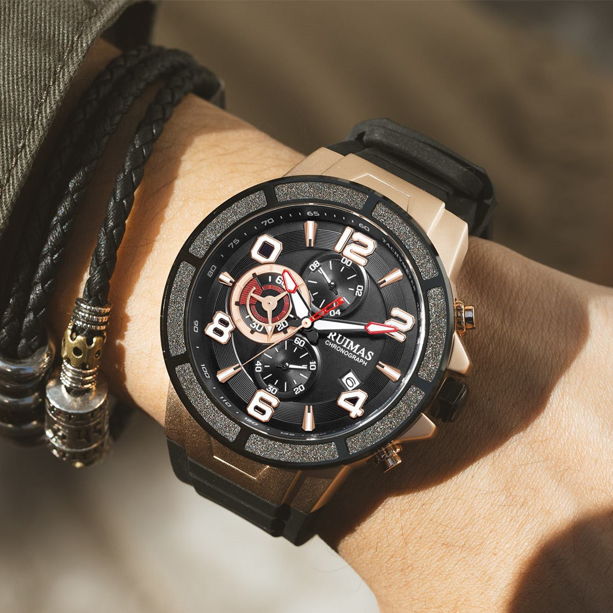 Montres à quartz de luxe pour hommes, étanches, sportives, chronographes, montres-bracelets