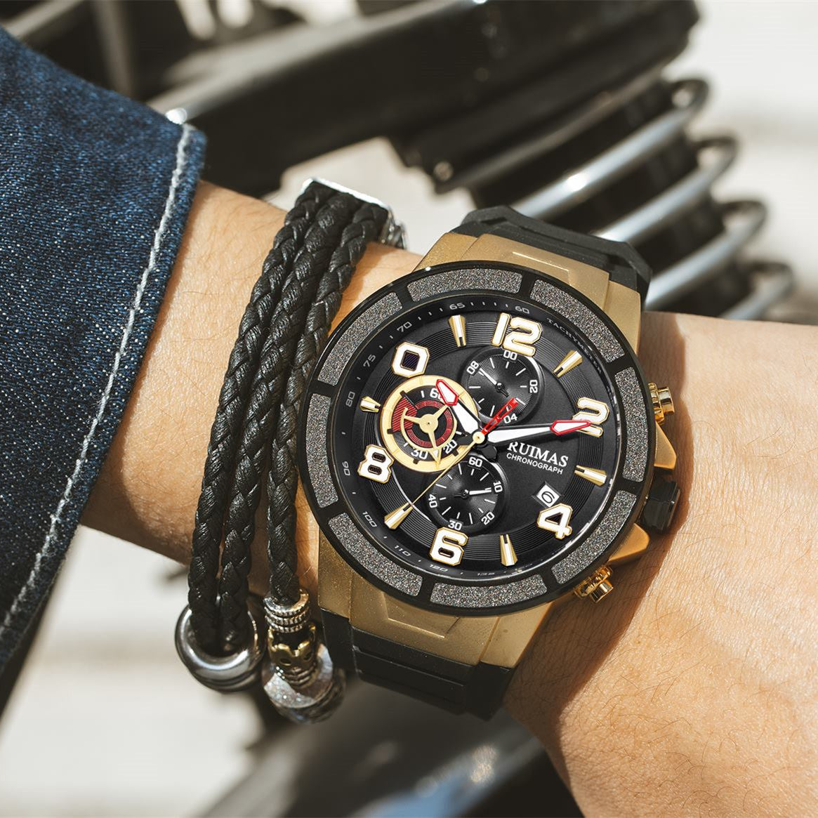 Montres à quartz de luxe pour hommes, étanches, sportives, chronographes, montres-bracelets