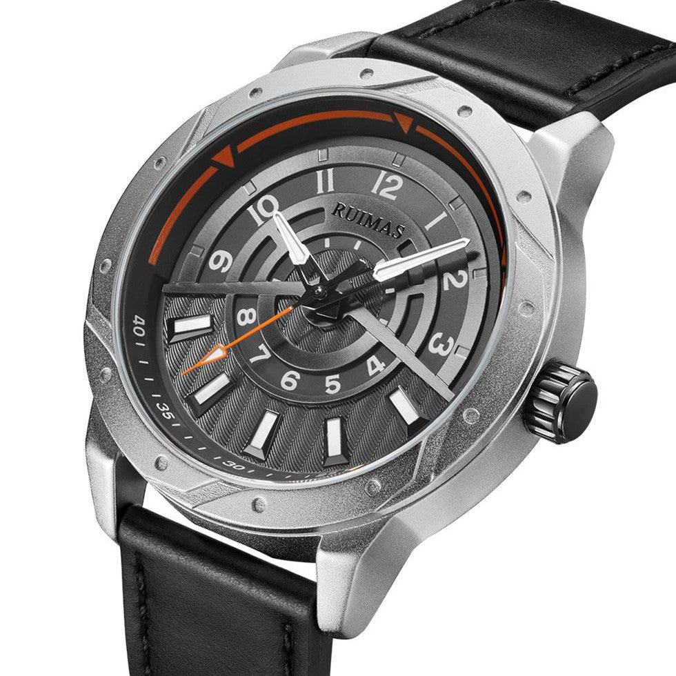 Montre homme de luxe, mouvement à quartz militaire, étanche, grand cadran, bracelet en cuir