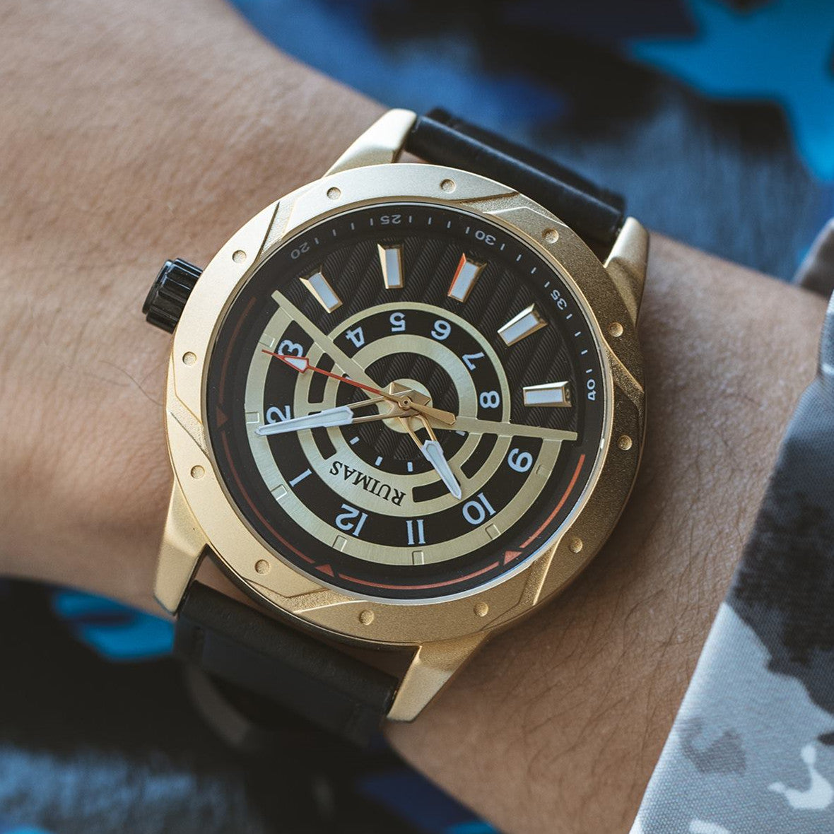 Montre homme de luxe, mouvement à quartz militaire, étanche, grand cadran, bracelet en cuir