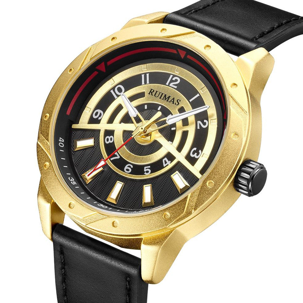 Montre homme de luxe, mouvement à quartz militaire, étanche, grand cadran, bracelet en cuir