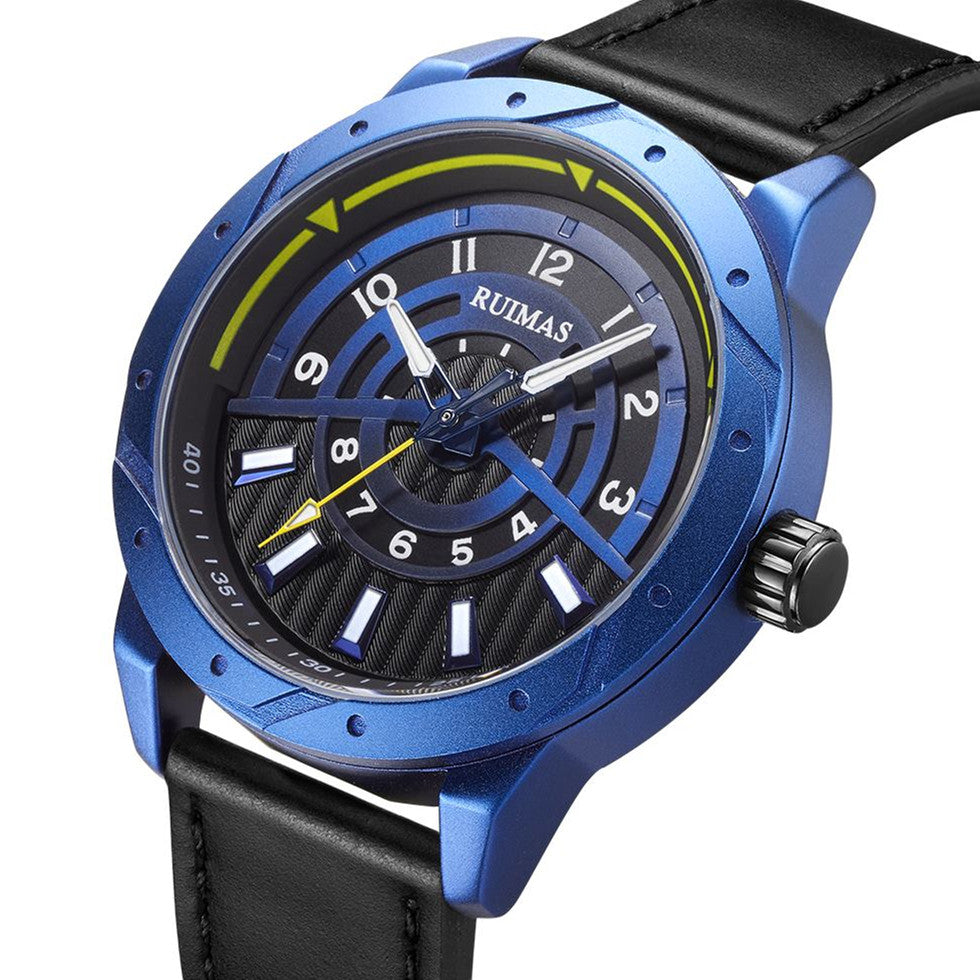 Montre homme de luxe, mouvement à quartz militaire, étanche, grand cadran, bracelet en cuir