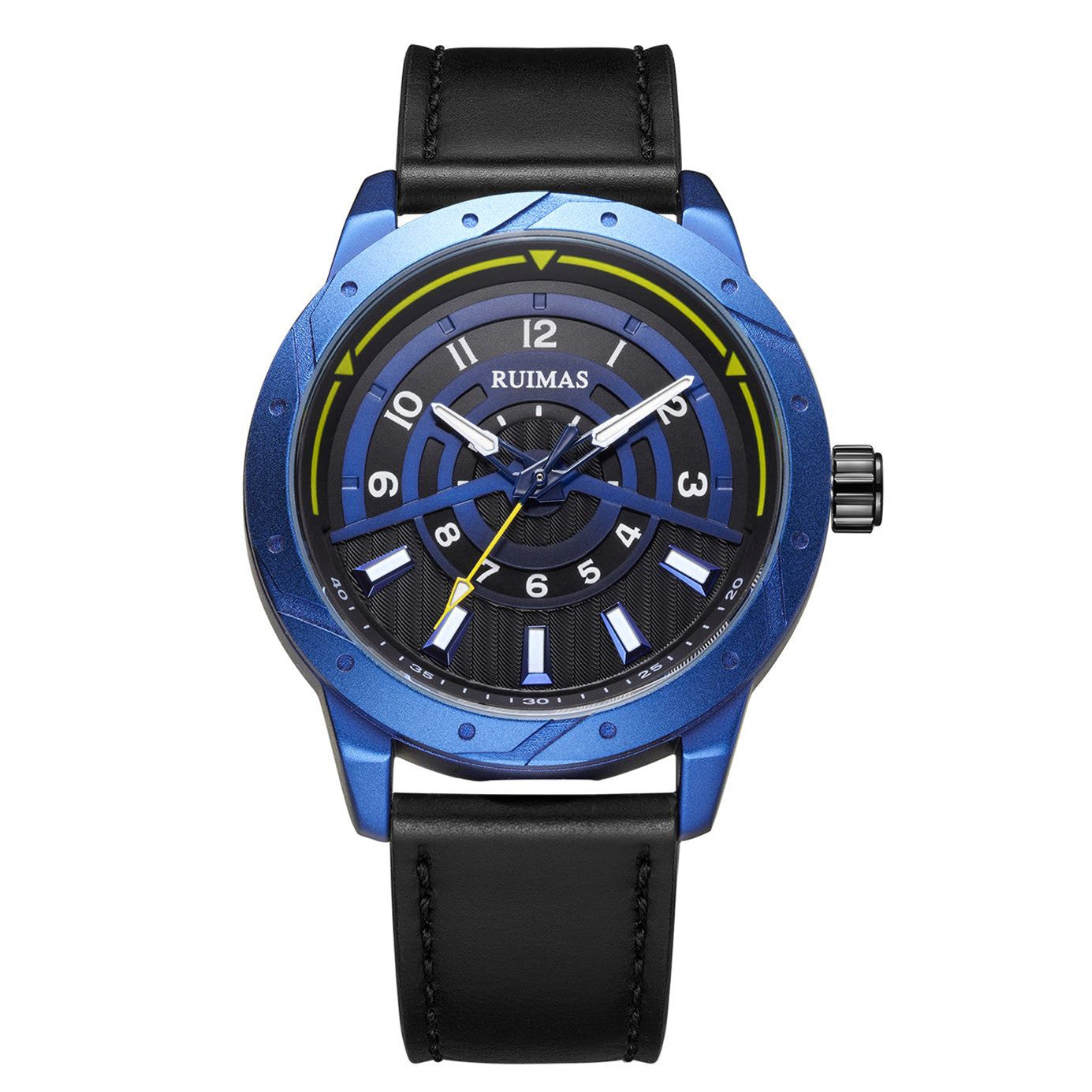 Montre homme de luxe, mouvement à quartz militaire, étanche, grand cadran, bracelet en cuir