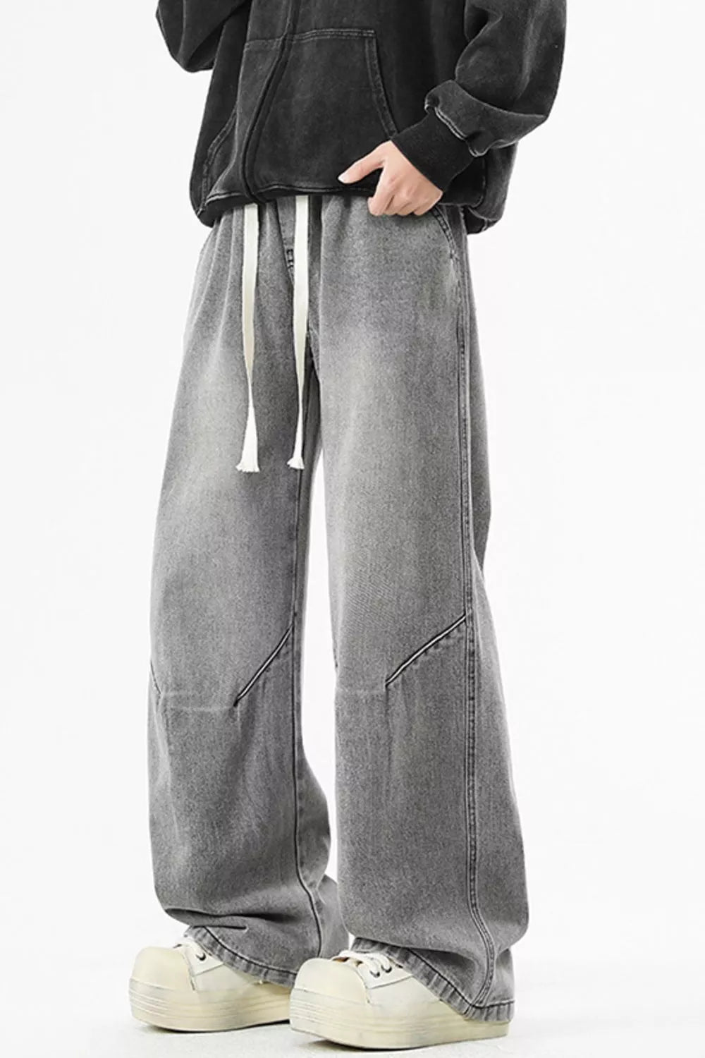 Men's Full Size Wash Wide Leg Jeans Plus Size by Trendsi