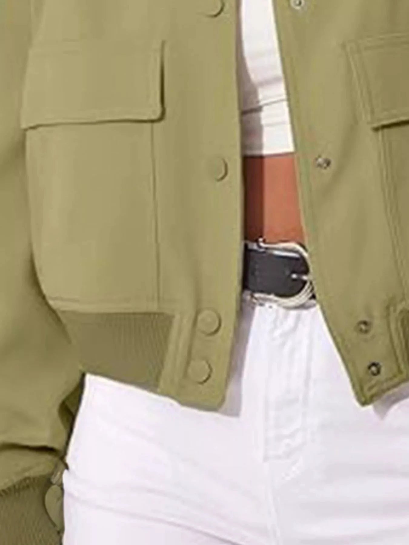 Full Size Snap Down Long Sleeve Jacket Plus Size by Trendsi