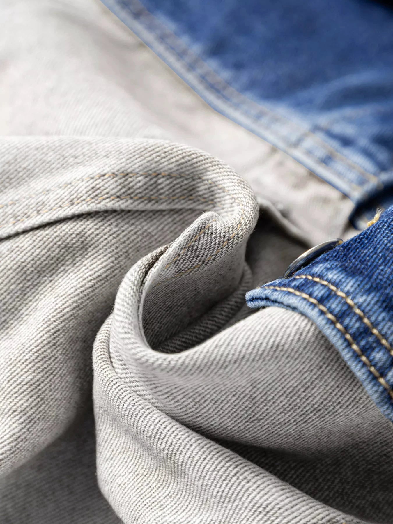 Color Block Patchwork Raw Hem Denim Jacket by Trendsi