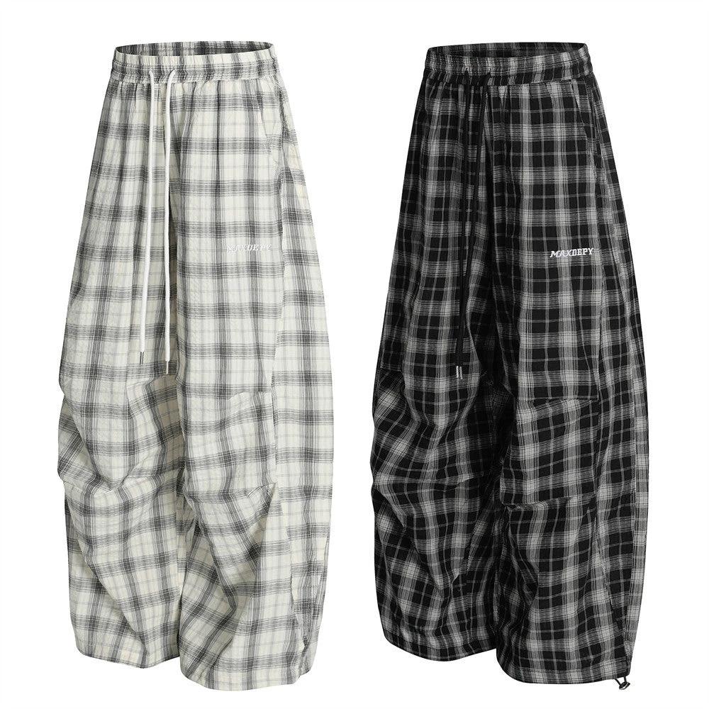 Loose Plaid Casual Curved Knife Pants by eprolo