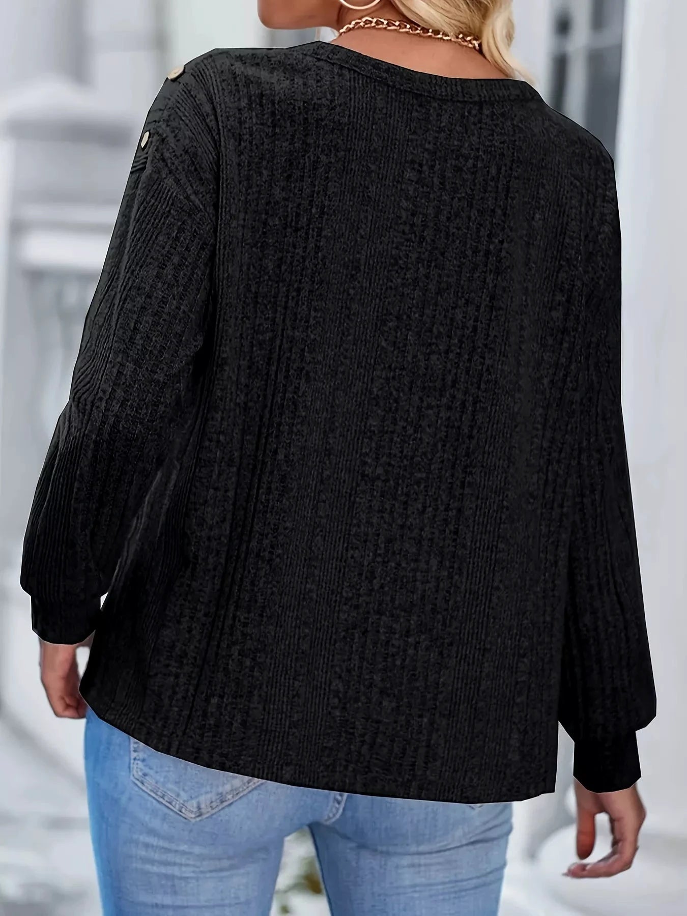 Boat Neck Ribbed Knit T-Shirt by Trendsi