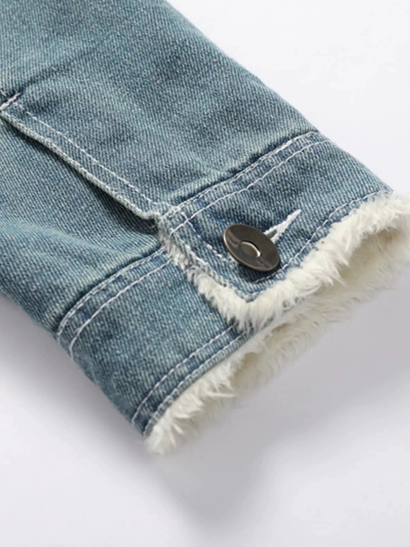 Men's Full Size Faux Fur Collar Denim Jacket Plus Size by Trendsi