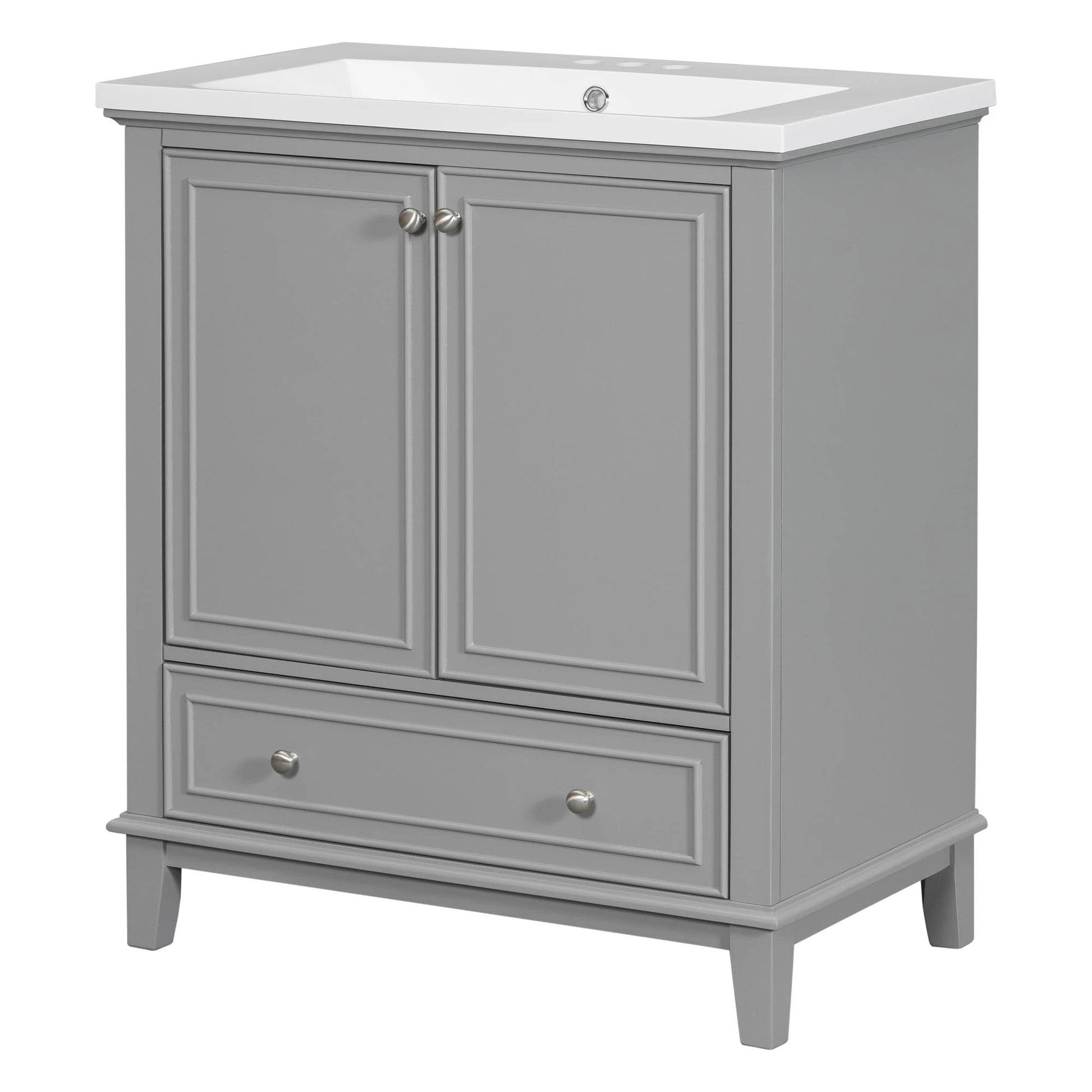 30inchgrey Bathroom Vanity with Sink ComboMulti-functional Bathroom Cabinet with Doors and Drawer Solid Frame and MDF Board by eprolo
