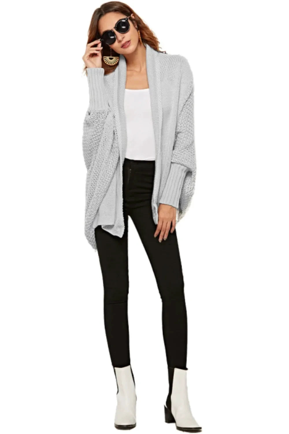 Angel Wings Open Front Batwing Sleeve Cardigan by Trendsi