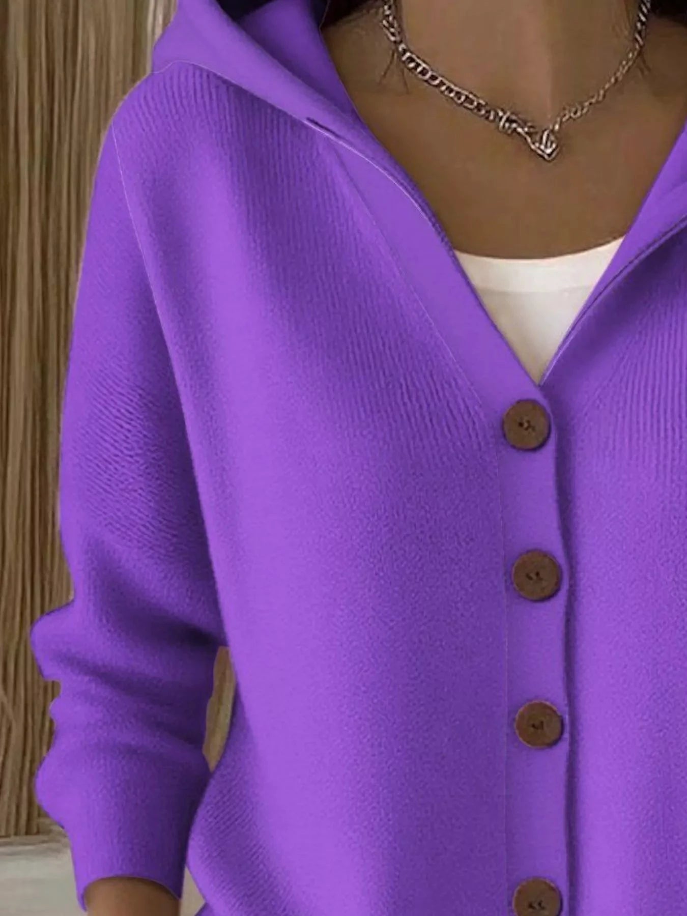 Full Size Hooded Button-Down Knit Cardigan Plus Size by Trendsi