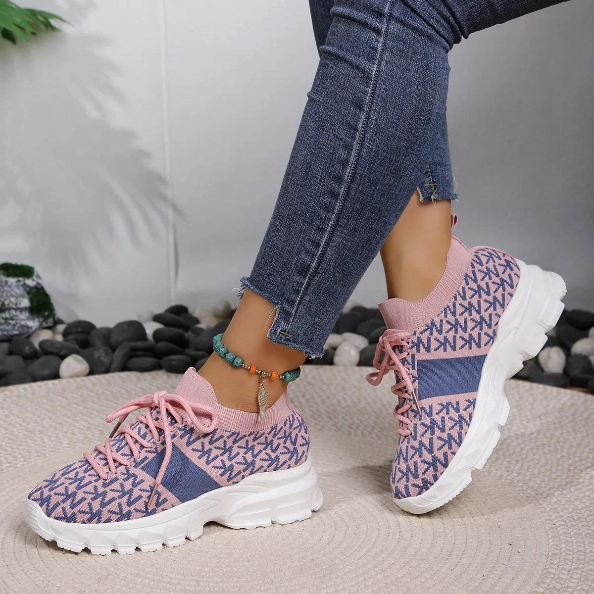 Lace Up Platform Sneakers by Trendsi