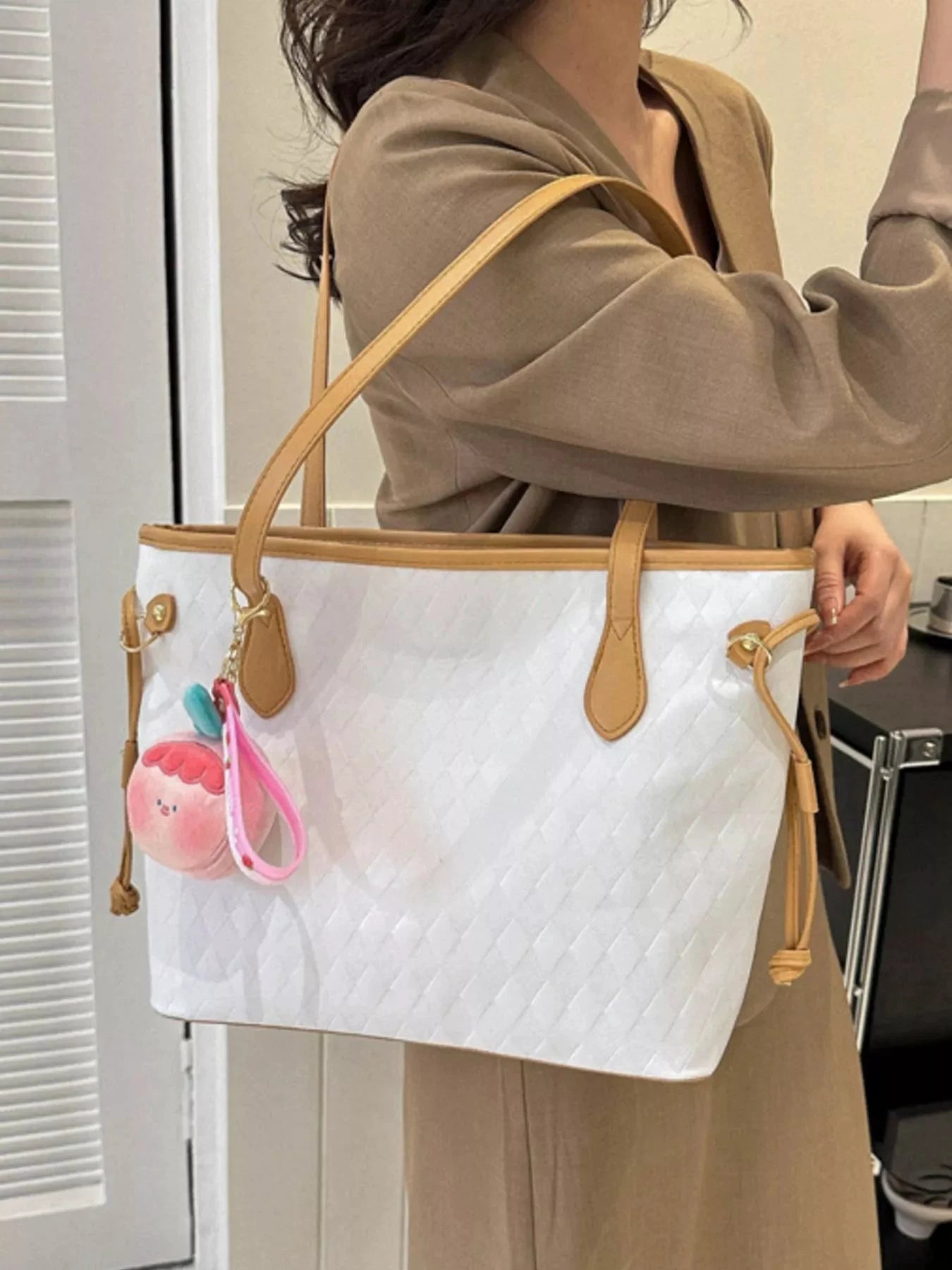 Woven Pattern Tote Bag by Trendsi