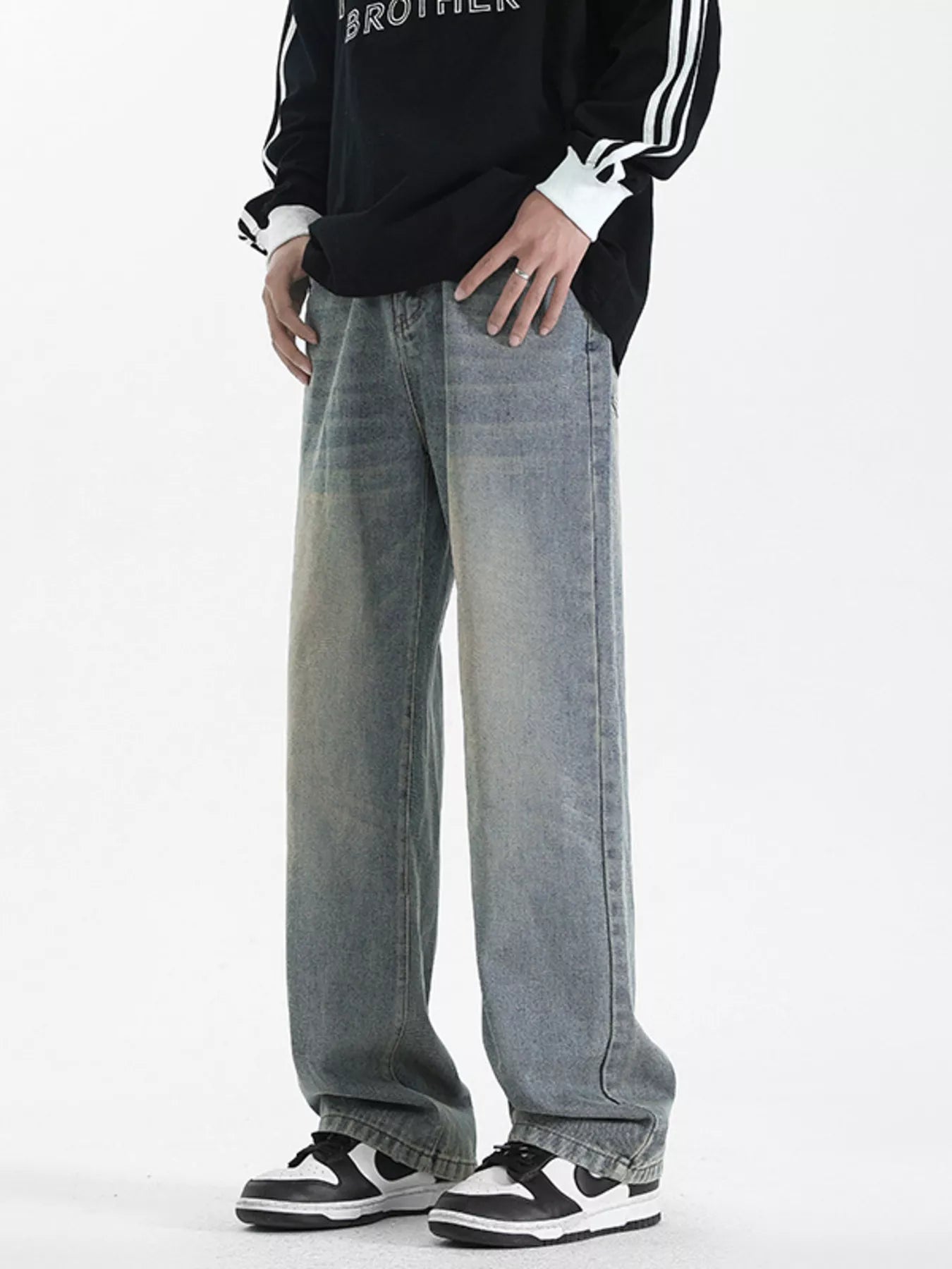 Men's Full Size Wash Loose Fit Jeans Plus Size by Trendsi