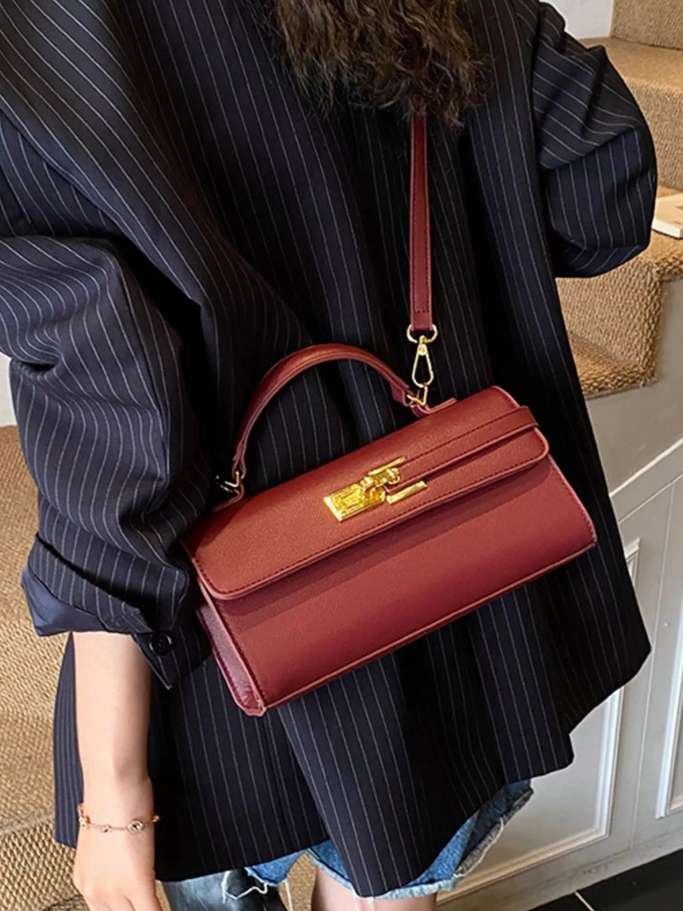 Golden Clasp Crossbody Bag by Trendsi