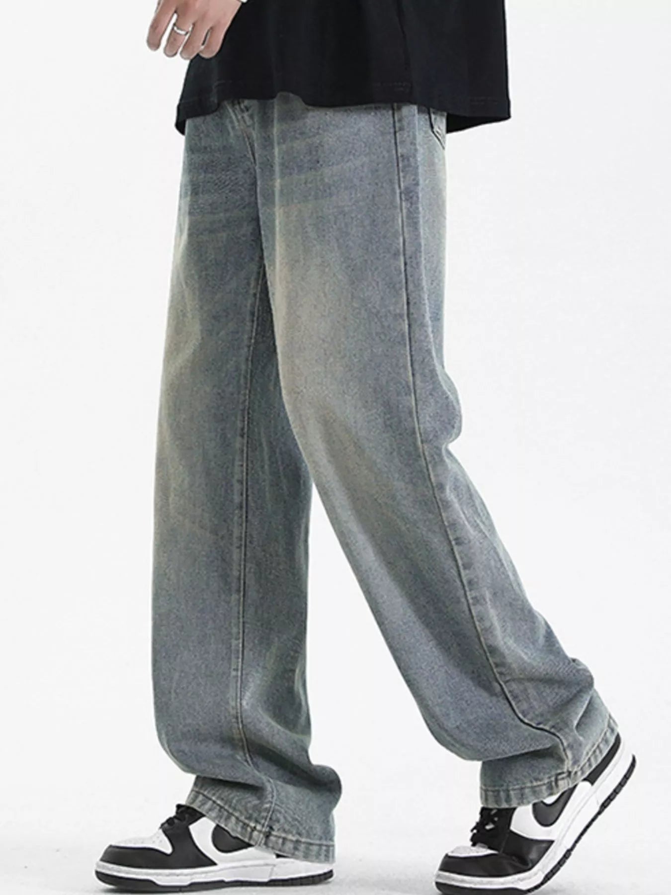 Men's Full Size Wash Loose Fit Jeans Plus Size by Trendsi