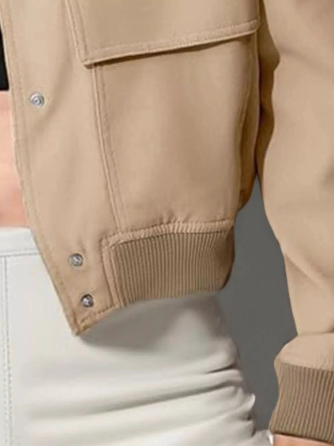 Full Size Snap Down Long Sleeve Jacket Plus Size by Trendsi