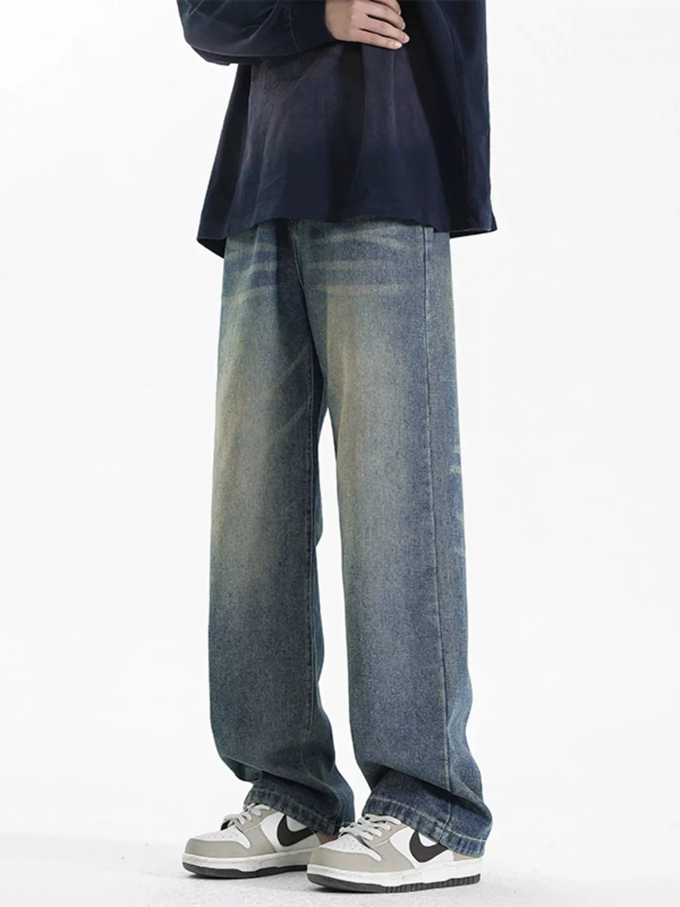 Men's Full Size Wash Loose Fit Jeans Plus Size by Trendsi