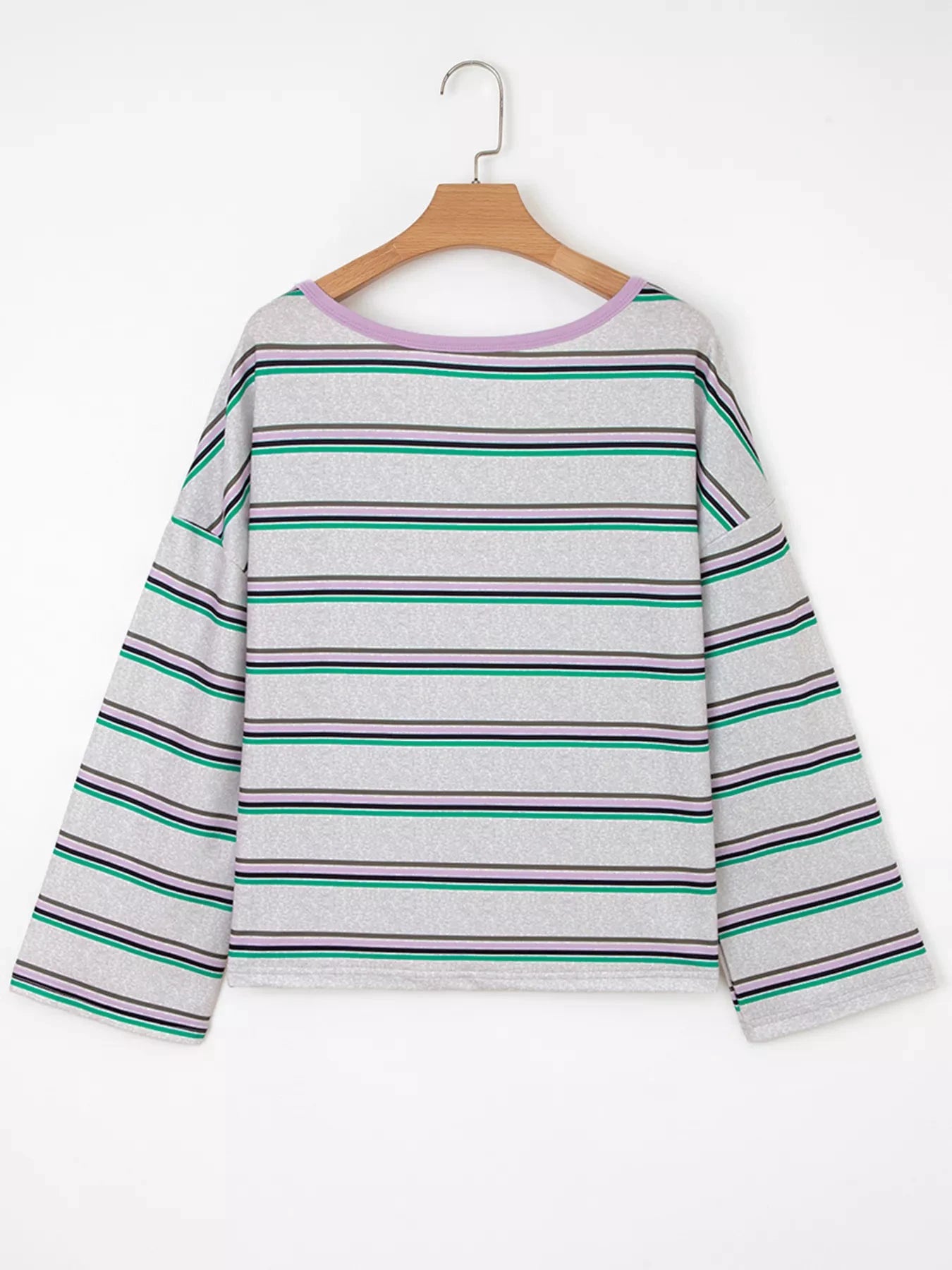 Stripe Oversize Drop Shoulder Long Sleeve Casual Top by Trendsi