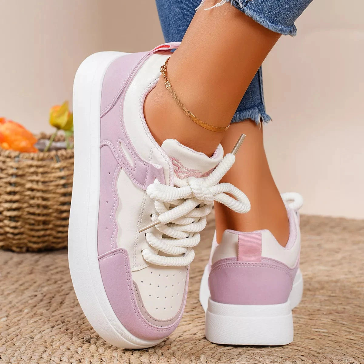 Round Toe Platform Sneakers by Trendsi