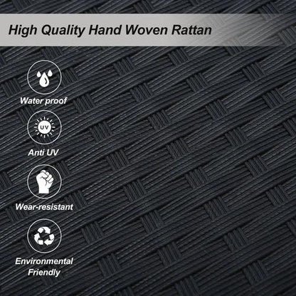 Hanging Rattan Porch Swing for 2 (Black Wicker + White by Jeansdenim.store