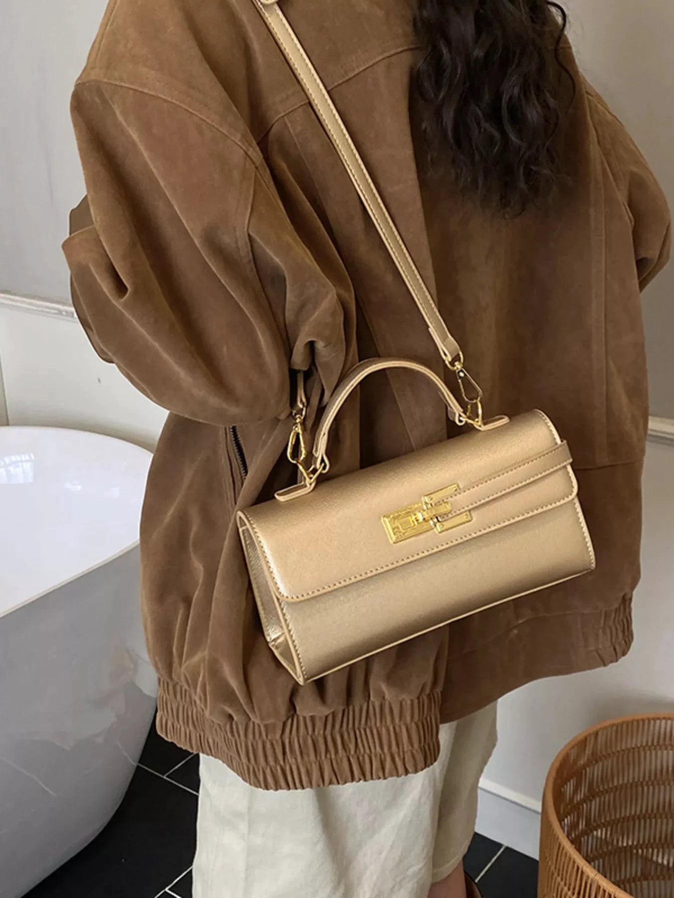 Golden Clasp Crossbody Bag by Trendsi