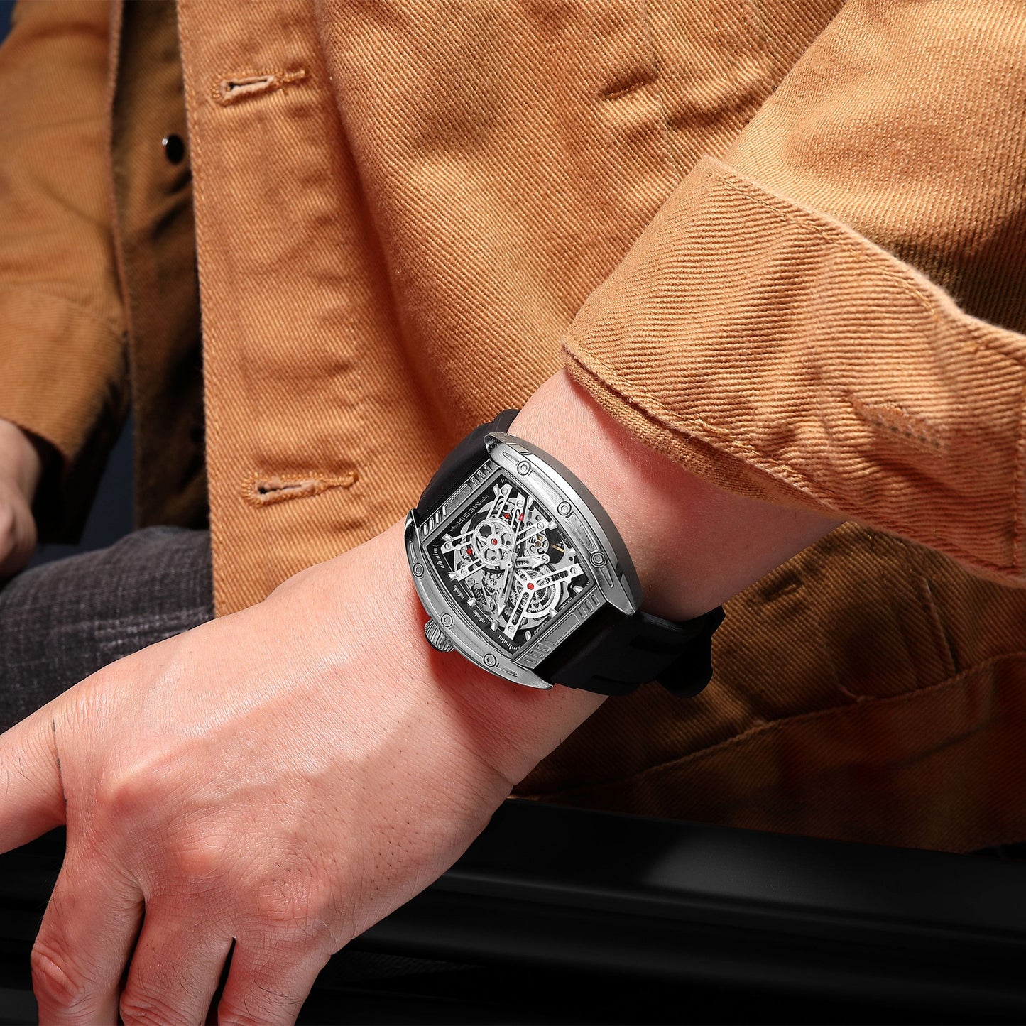 Montre de sport Megir pour homme, mouvement mécanique automatique, bracelet en silicone lumineux