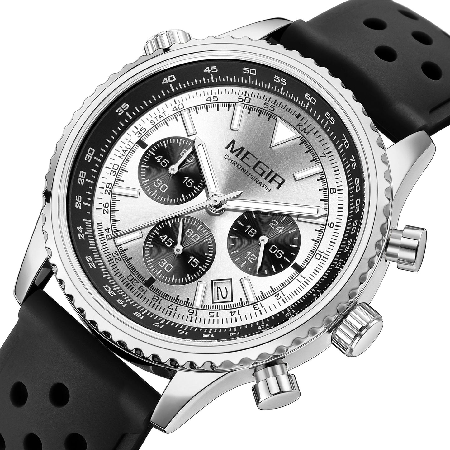 Luxury Men Watch with Silicone Strap Military Style Chronograph Waterproof 2236