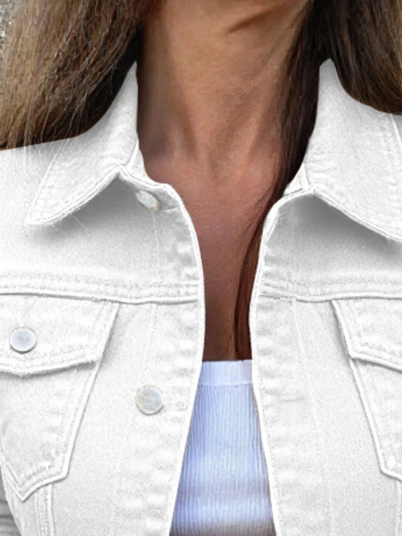 Button Front Closure Denim Jacket by Trendsi