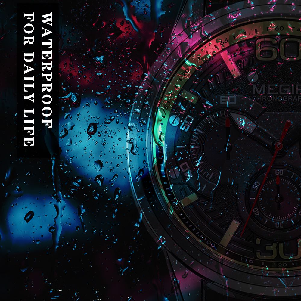 Mens MEGIR Watch Luxury Sport Quartz Chronograph Leather Strap 24hr Waterproof Relogio Masculino