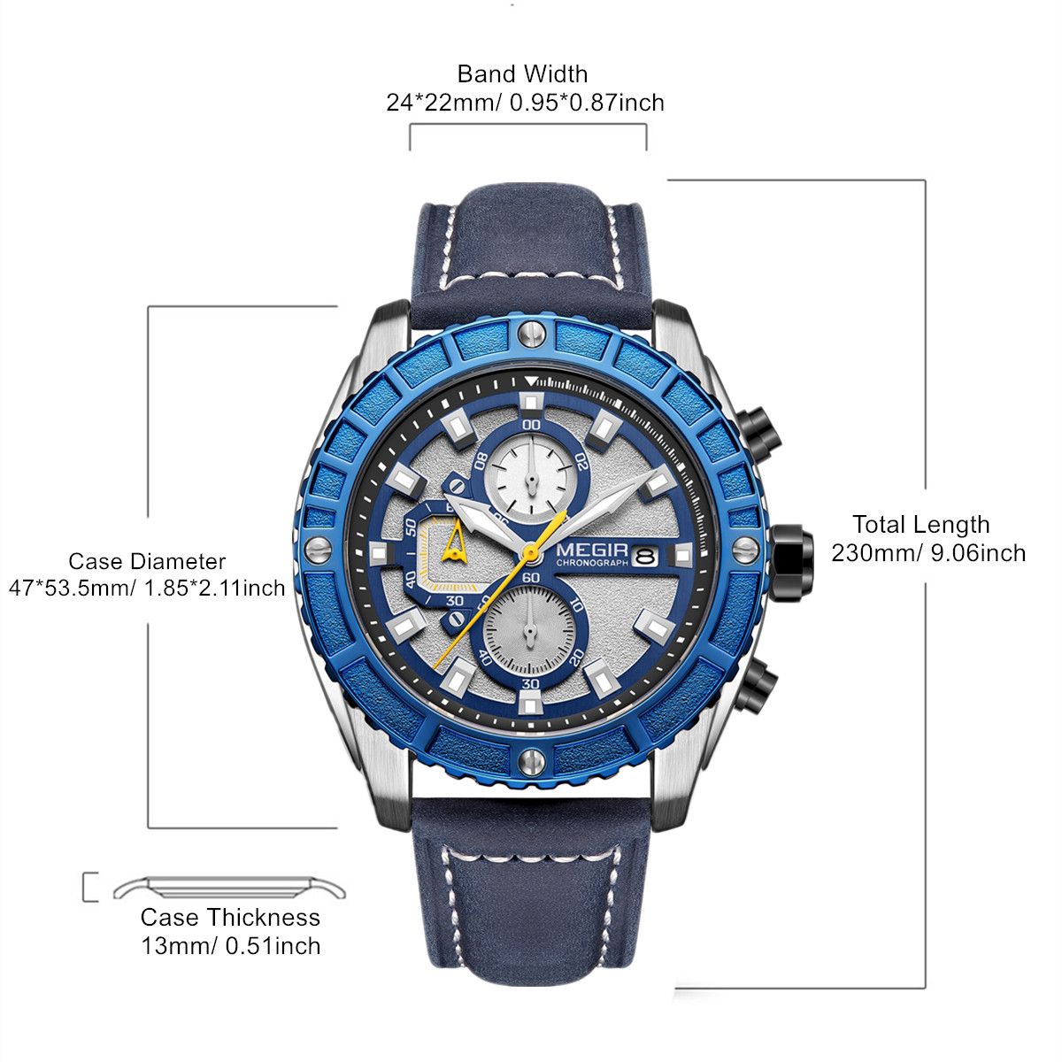 Megir Men's Waterproof Sport Watch Quartz Military Wristwatch Relogio Masculino