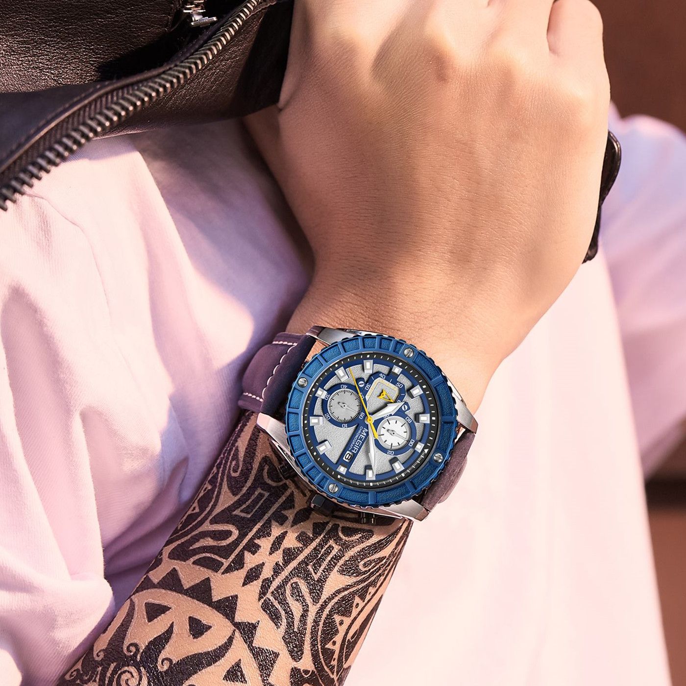 Megir Men's Waterproof Sport Watch Quartz Military Wristwatch Relogio Masculino