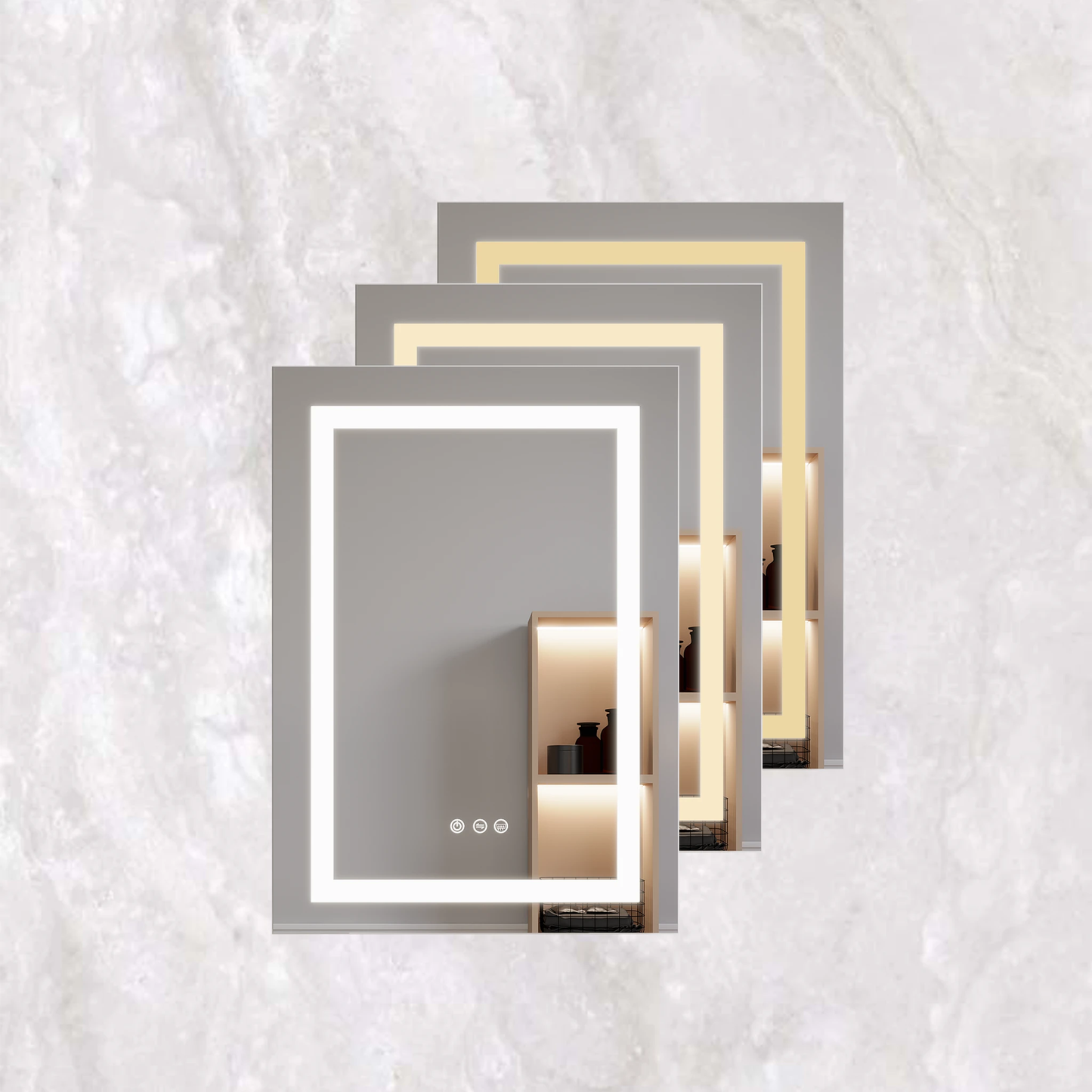 26x20 inch(Left Door) bathroom medicine cabinet with LED mirror 3000K~6000K single door lighting bathroom cabinet with touch switch adjusta by eprolo