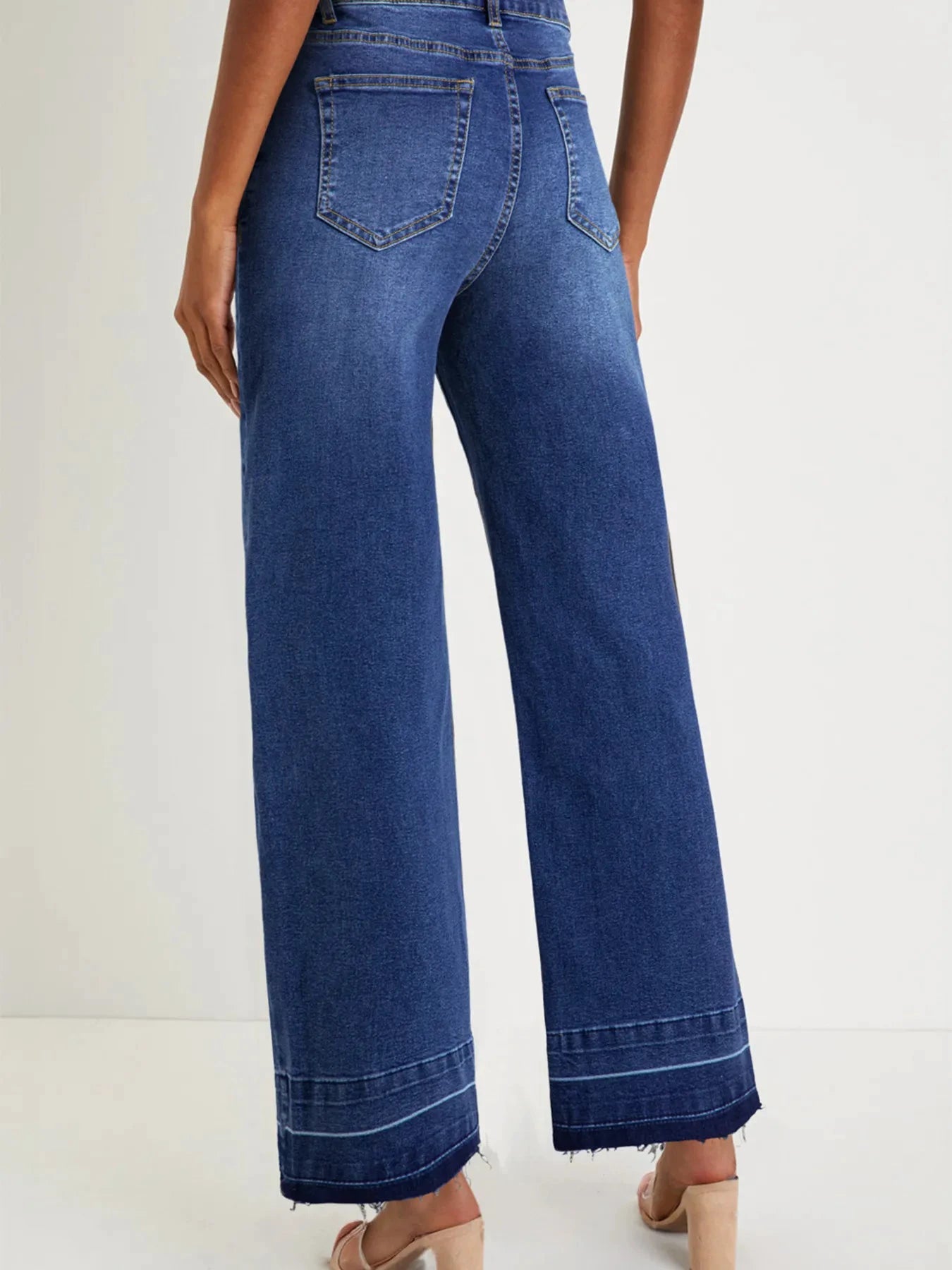 Raw Hem Unique Cuffs Straight High Rise Loose Jeans by Trendsi