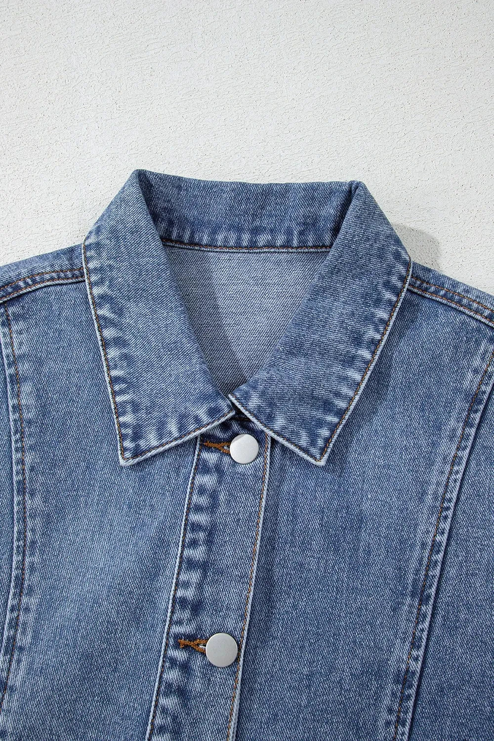 Button Up Cap Sleeve Denim Jacket by Trendsi