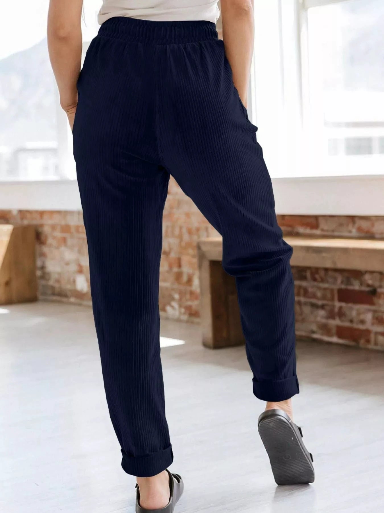 Relaxed Fit Corduroy Pants by Trendsi
