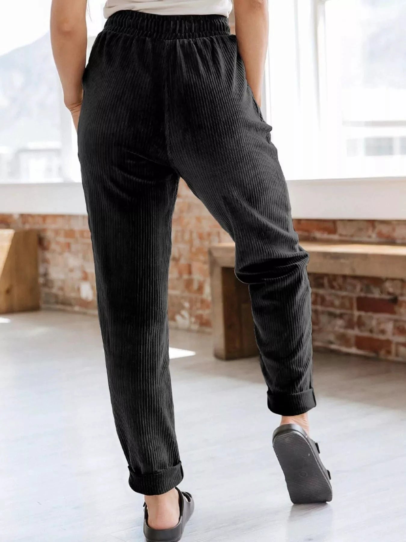 Relaxed Fit Corduroy Pants by Trendsi