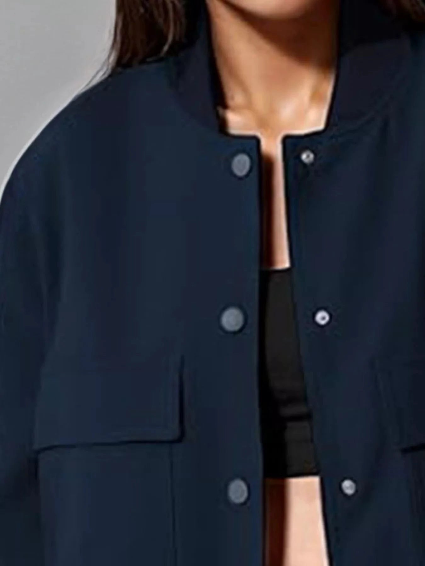 Full Size Snap Down Long Sleeve Jacket Plus Size by Trendsi